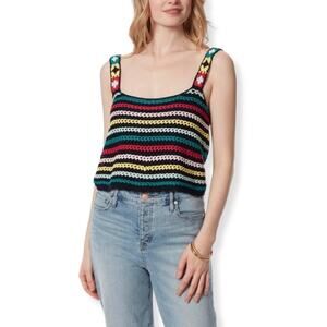 Jessica Simpson Kerian Crochet Cropped Tank Top Striped Multicolor Women's NWT